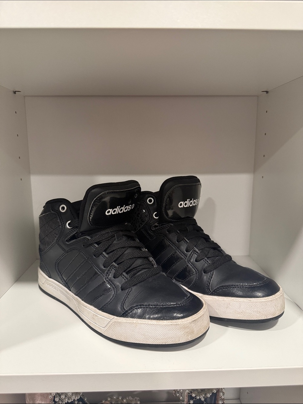 adidas Black Women’s High-Top Sneakers with White Sole